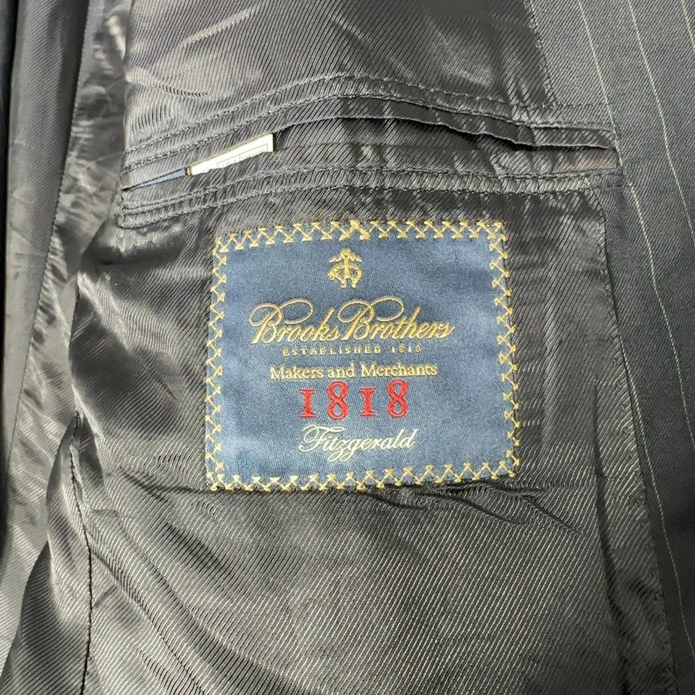 Brooks Brothers 1818 Fitzgerald Blazer Mens 42R Navy Pinstripe‎ Wool Suit Jacket